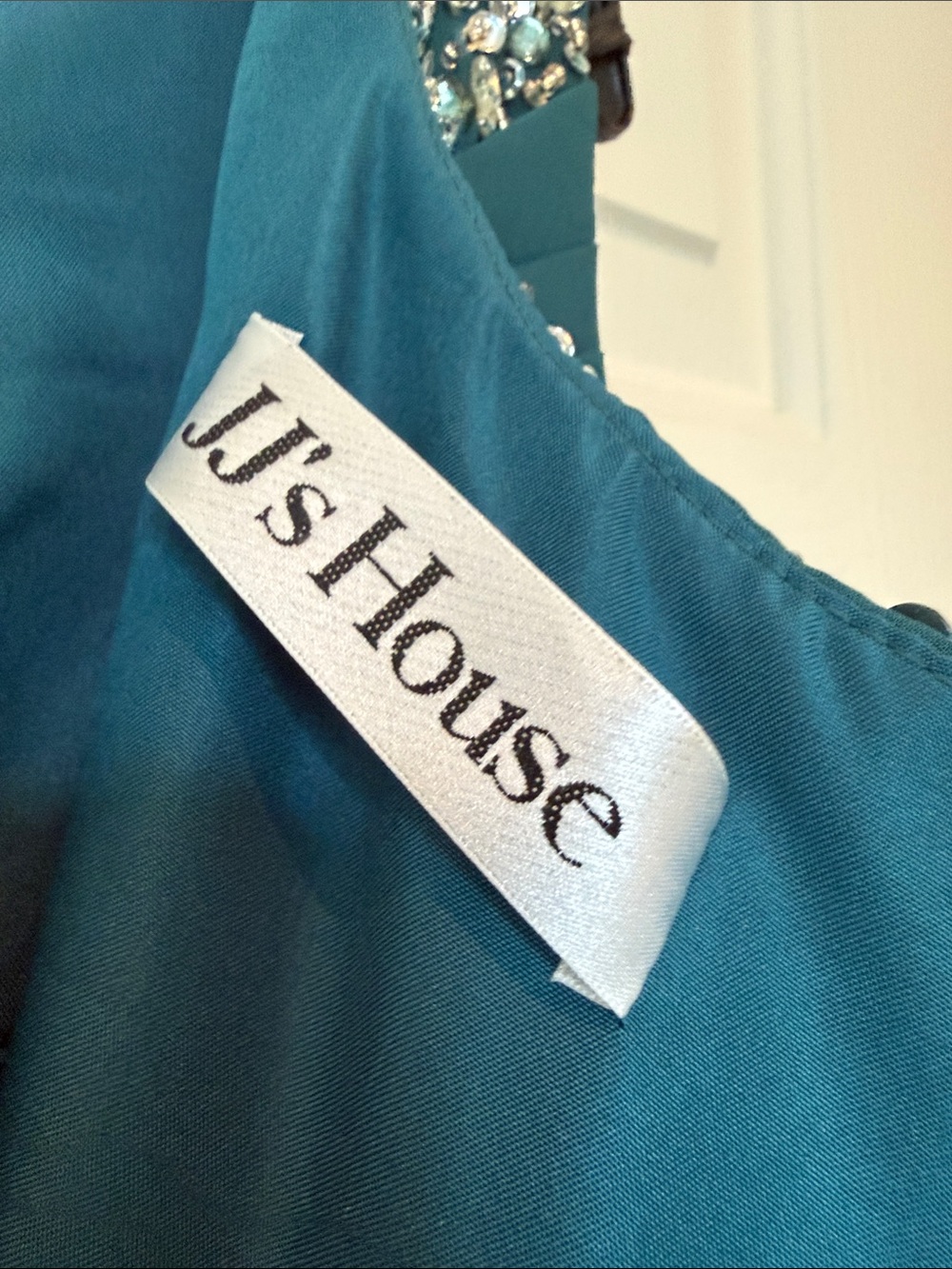 Elegant Dark Teal Chiffon Embellished Maxi Formal Sleeveless Gown Size 16 NWT - Picture 2 of 8